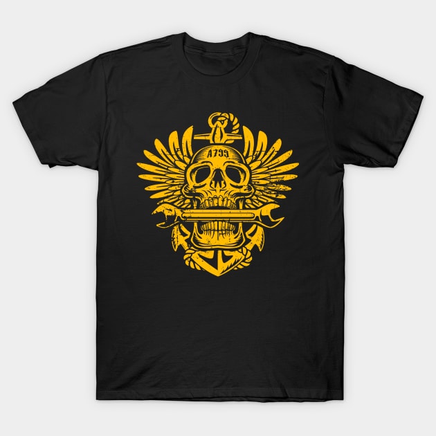 Naval Aviation A799 Skull with Wings, Wrench, and Anchor T-Shirt by hobrath